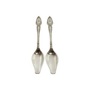 Set of 2 Tiffany & Co Broom Corn Sterling Silver Grapefruit Spoons w/Mono #15281